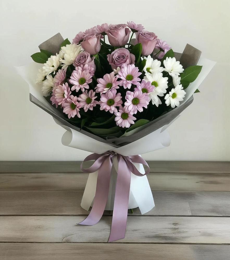 Букет цветов из: Хризантемы и Розы в Осоргино