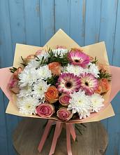 Букет цветов из:  Розы, Герберы и Хризантемы в Осоргино
