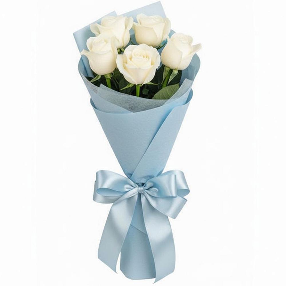 Букет 5 Белых роз Проуд в Осоргино