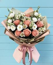 Букет цветов из:  Розы, Альстромерии и Лизиантусы в Осоргино