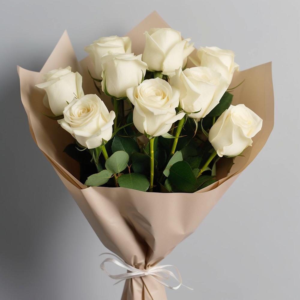 Букет 9 Белых роз Эдлесс Лав в Осоргино