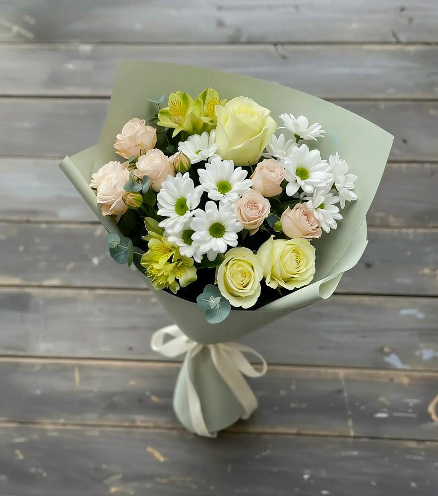 Букет цветов из: Альстромерии, Розы и Хризантемы в Осоргино