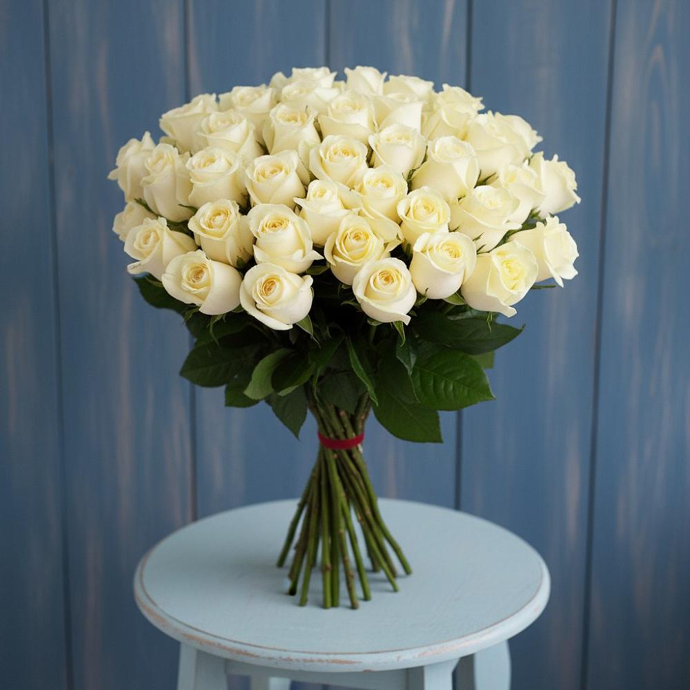 Букет 51 Белая роза Эдлесс Лав в Осоргино