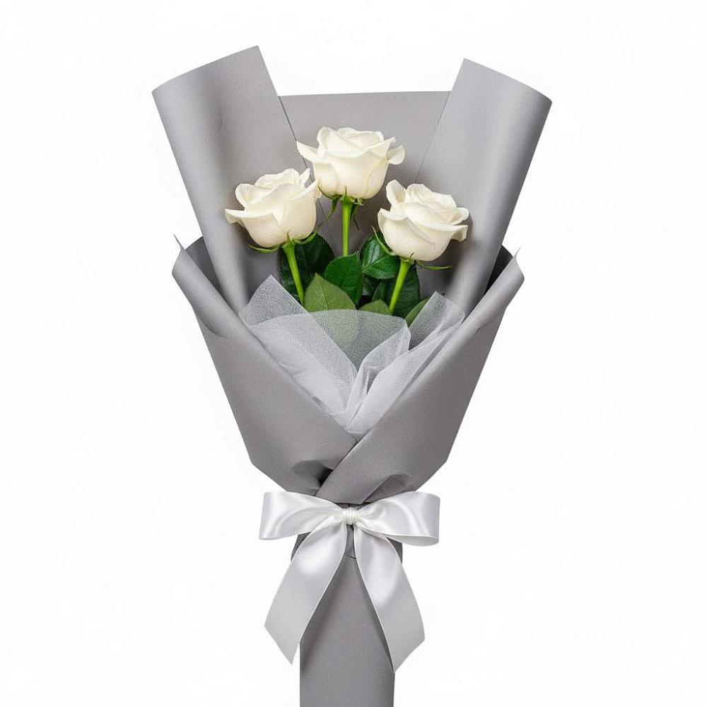 Букет 3 белые розы в Осоргино