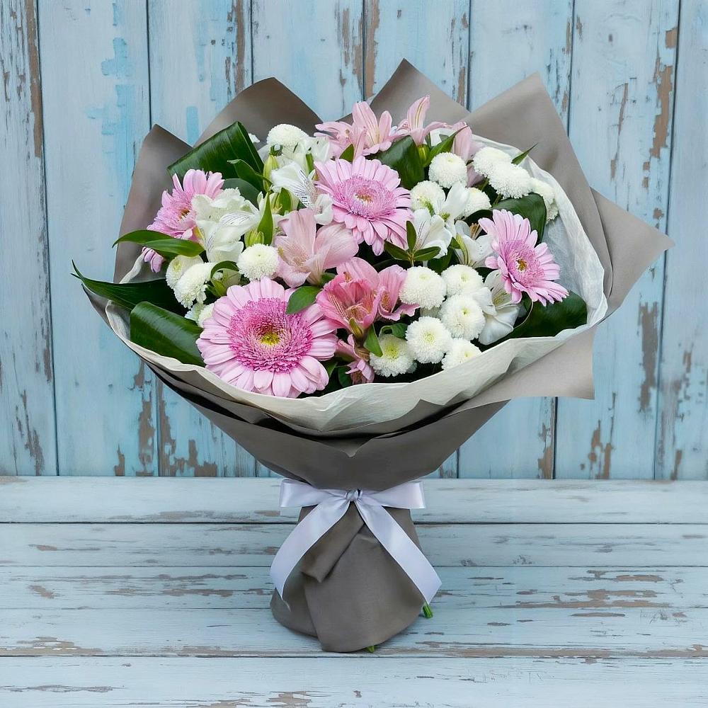 Букет цветов из: Герберы, Альстромерии и Хризантемы в Осоргино