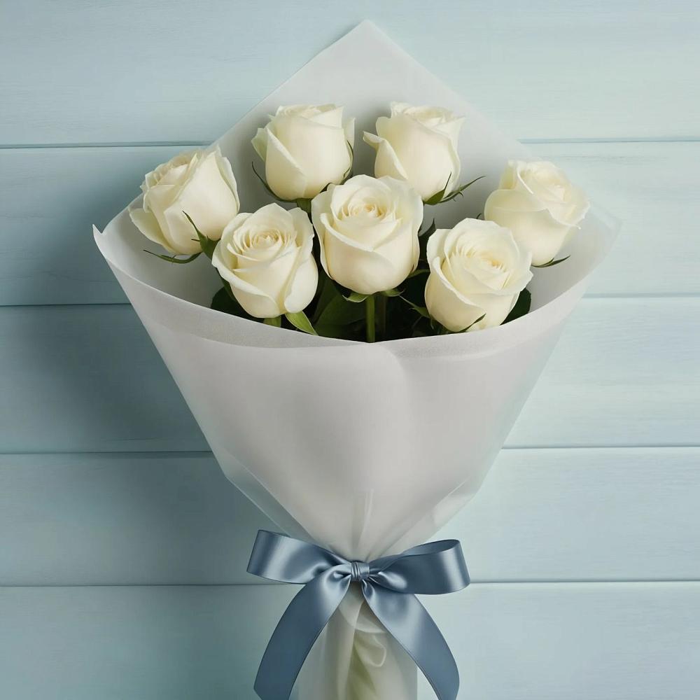 Букет 7 Белых роз Эдлесс Лав в Осоргино