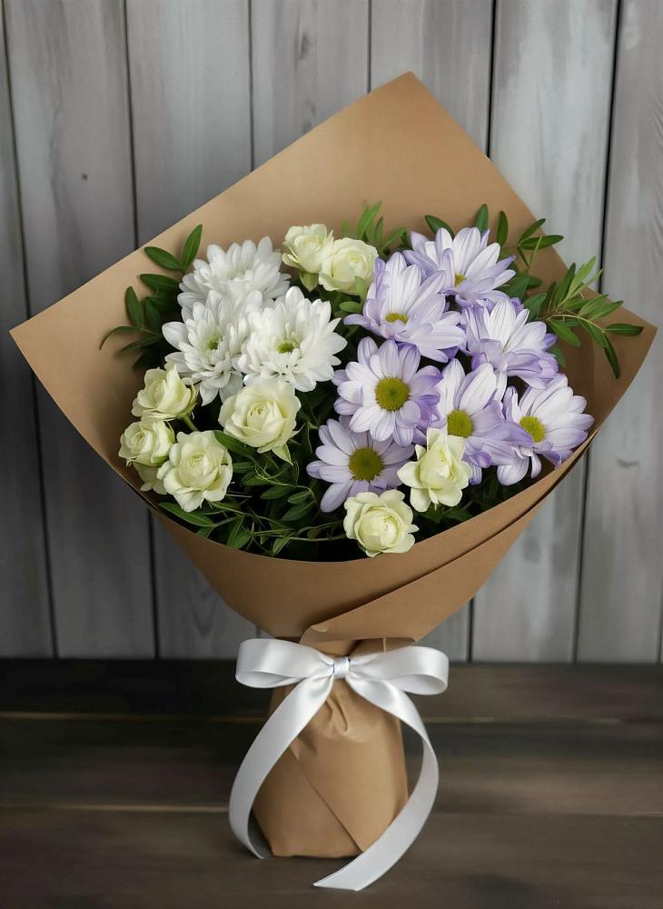 Букет цветов из: Хризантемы и Розы в Осоргино