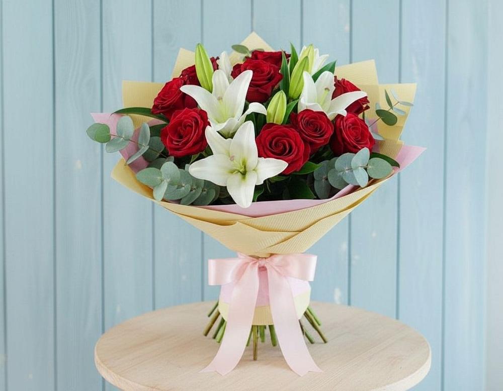 Букет цветов из: Лилии и Розы в Осоргино